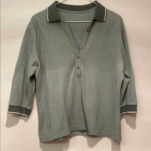 Vintage Green Polo Shirt with White Trim